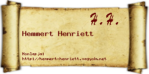 Hemmert Henriett névjegykártya